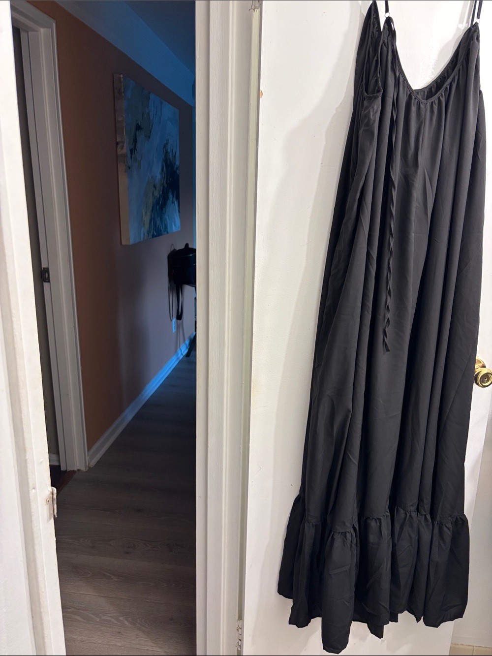 Women's Black Maxi dress with Ruffled Hem